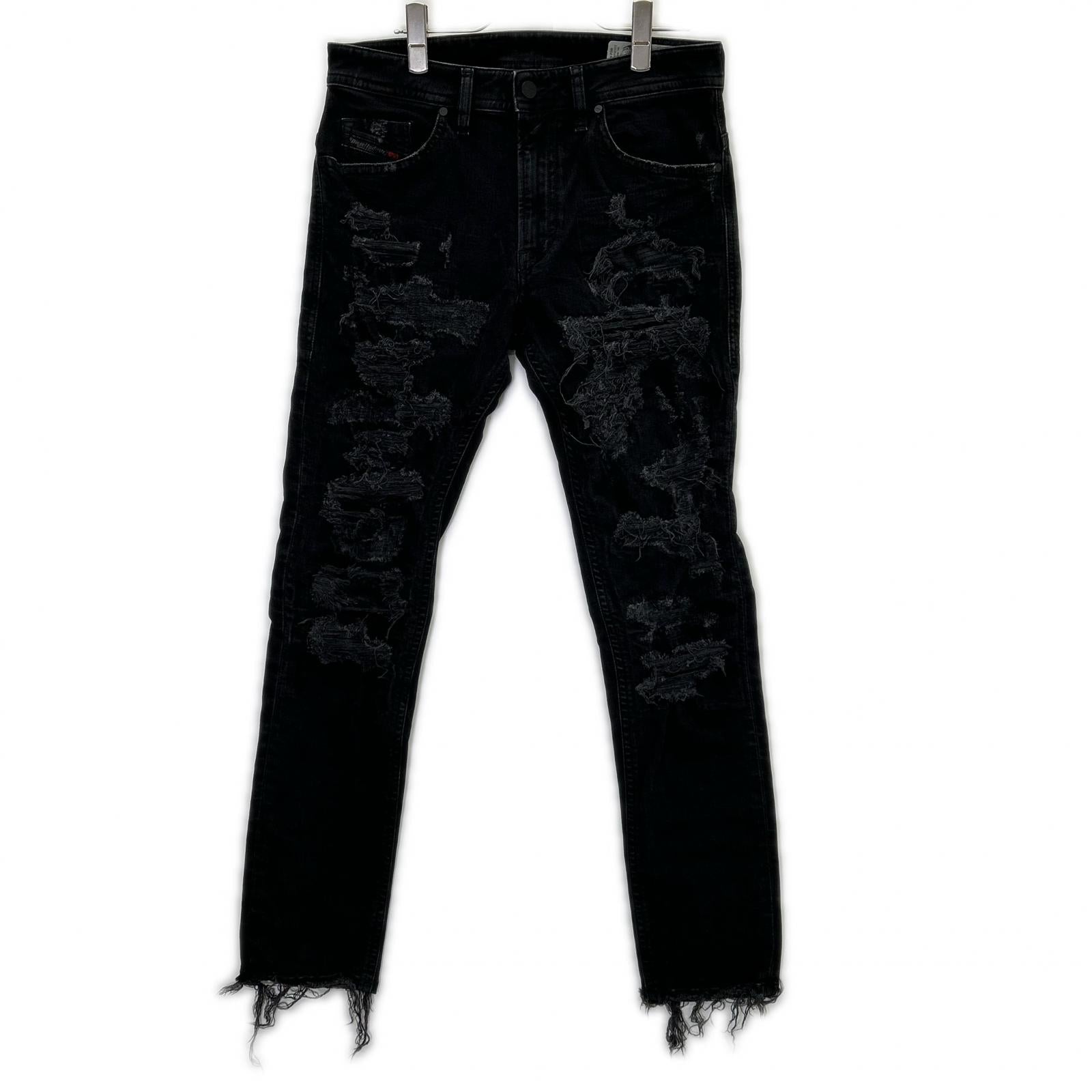DIESEL ディーゼル ブラックTHOMMER クラッシュ加工 パンツ ボトムス