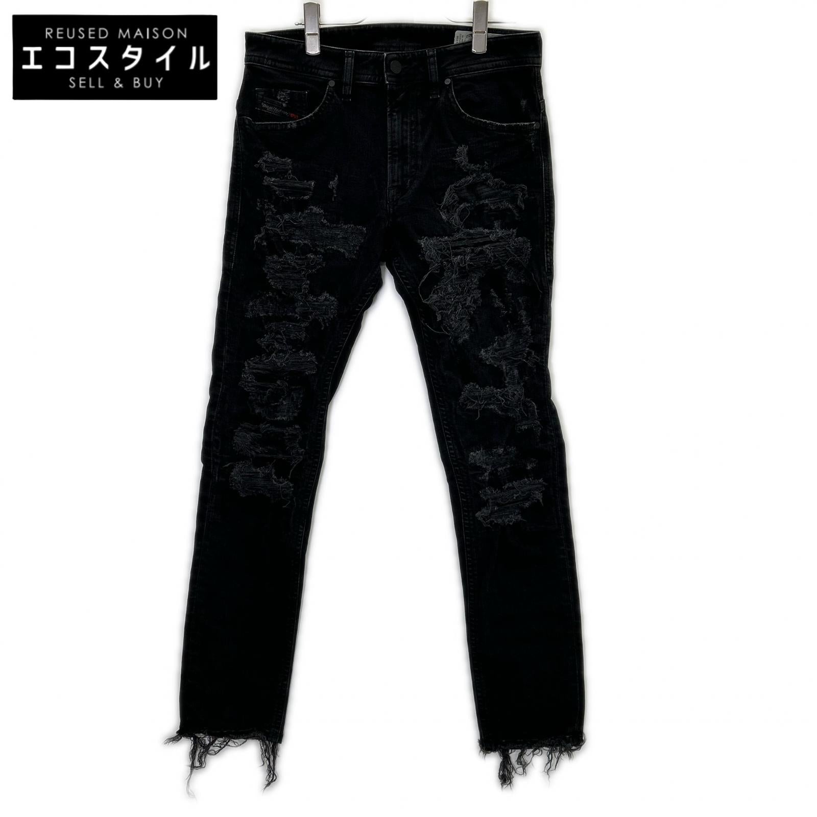 DIESEL ディーゼル ブラックTHOMMER クラッシュ加工 パンツ ボトムス