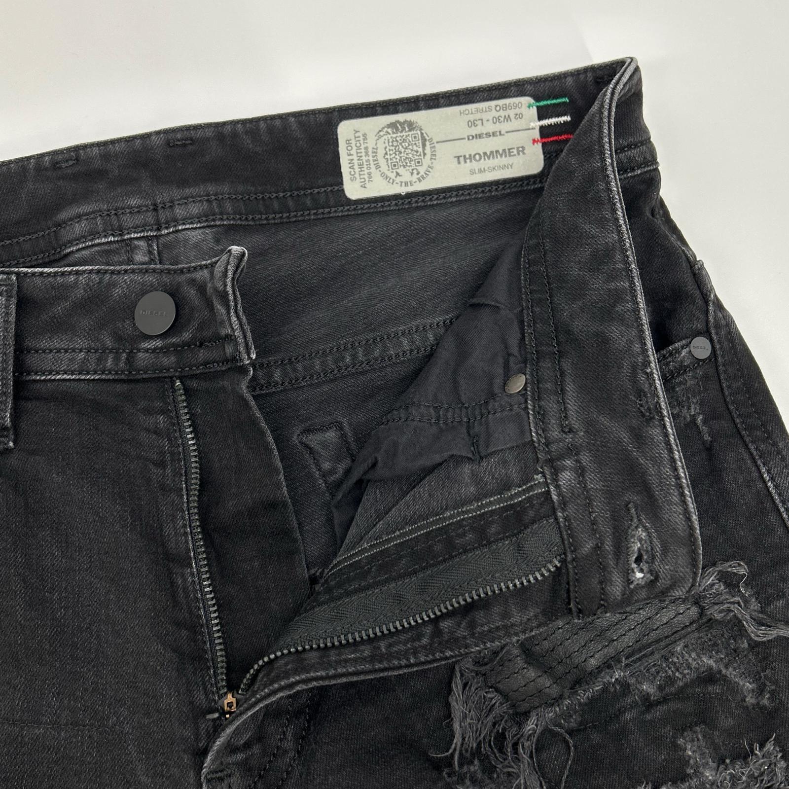DIESEL ディーゼル ブラックTHOMMER クラッシュ加工 パンツ ボトムス