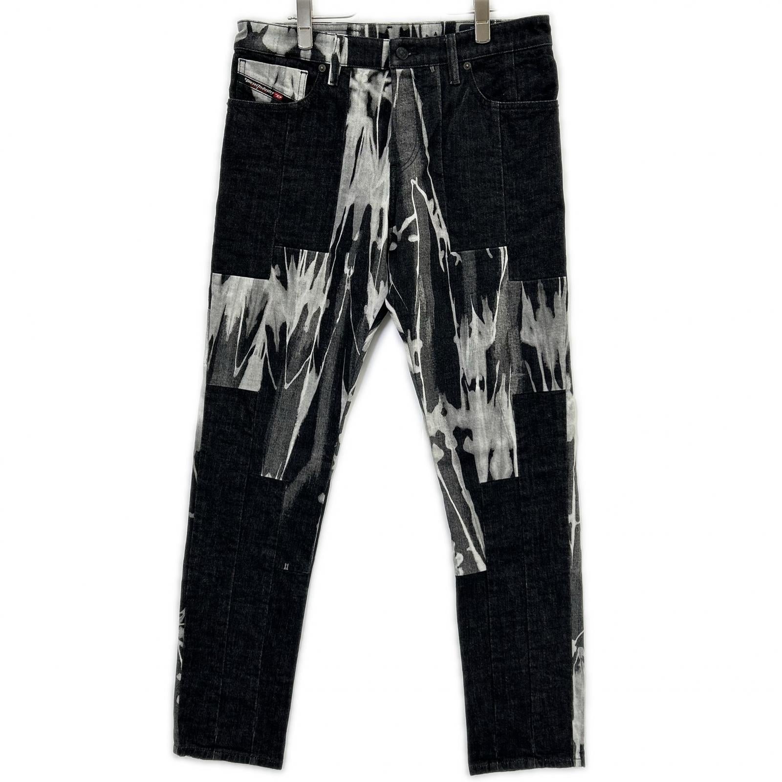 DIESEL ディーゼル ブラック×グレー D-KRAS スリムフィット デニム ボトムス