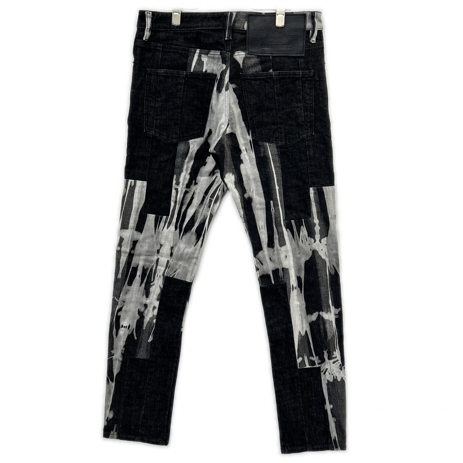 DIESEL ディーゼル ブラック×グレー D-KRAS スリムフィット デニム ボトムス