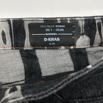 DIESEL ディーゼル ブラック×グレー D-KRAS スリムフィット デニム ボトムス