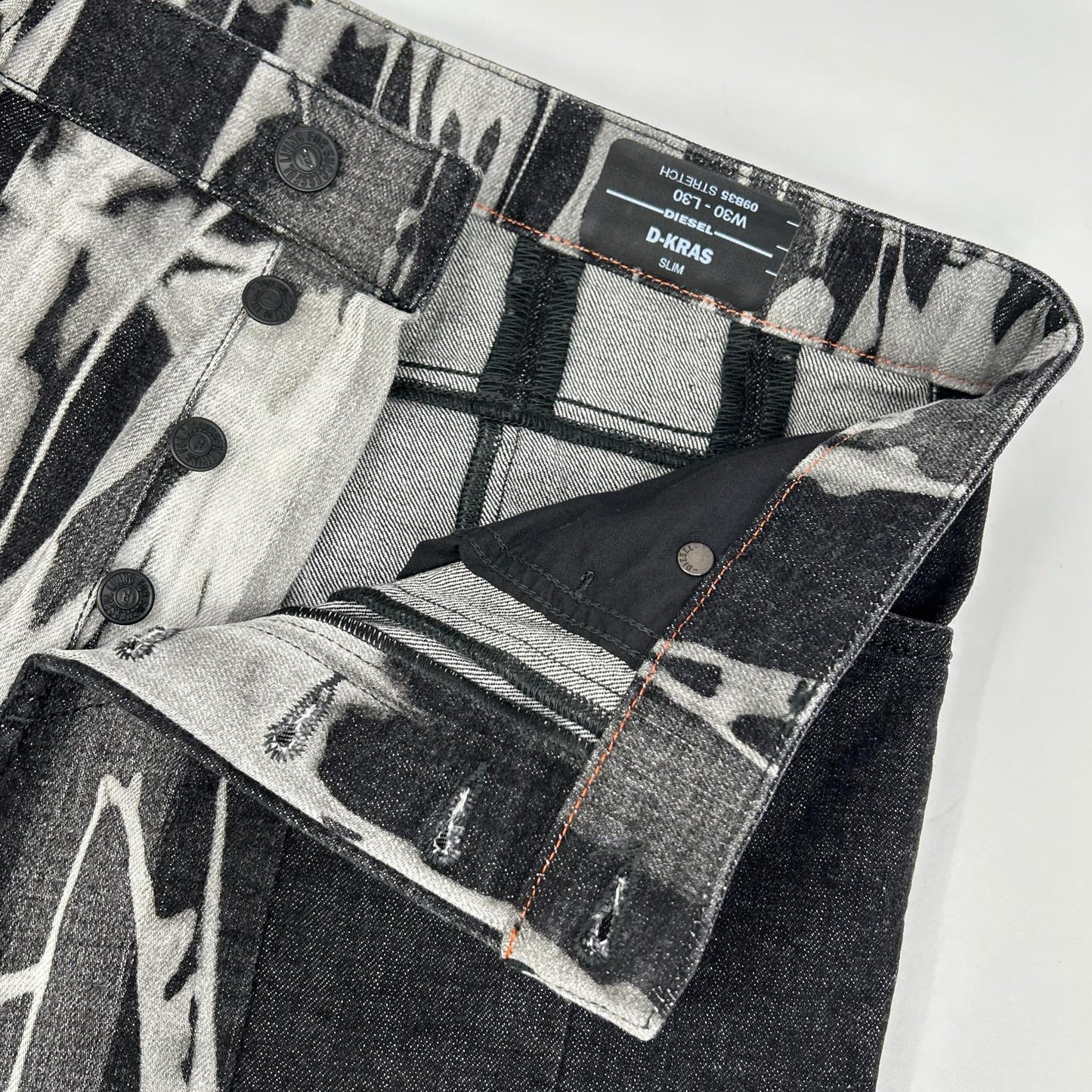 DIESEL ディーゼル ブラック×グレー D-KRAS スリムフィット デニム ボトムス