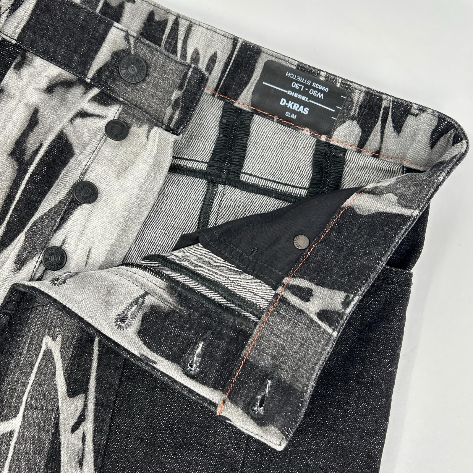 DIESEL ディーゼル ブラック×グレー D-KRAS スリムフィット デニム ボトムス