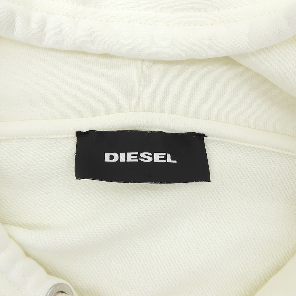DIESEL ディーゼル 美品 ドラゴン タイガー 刺繍 プルオーバー パーカー トップス メンズ ホワイト L トップス