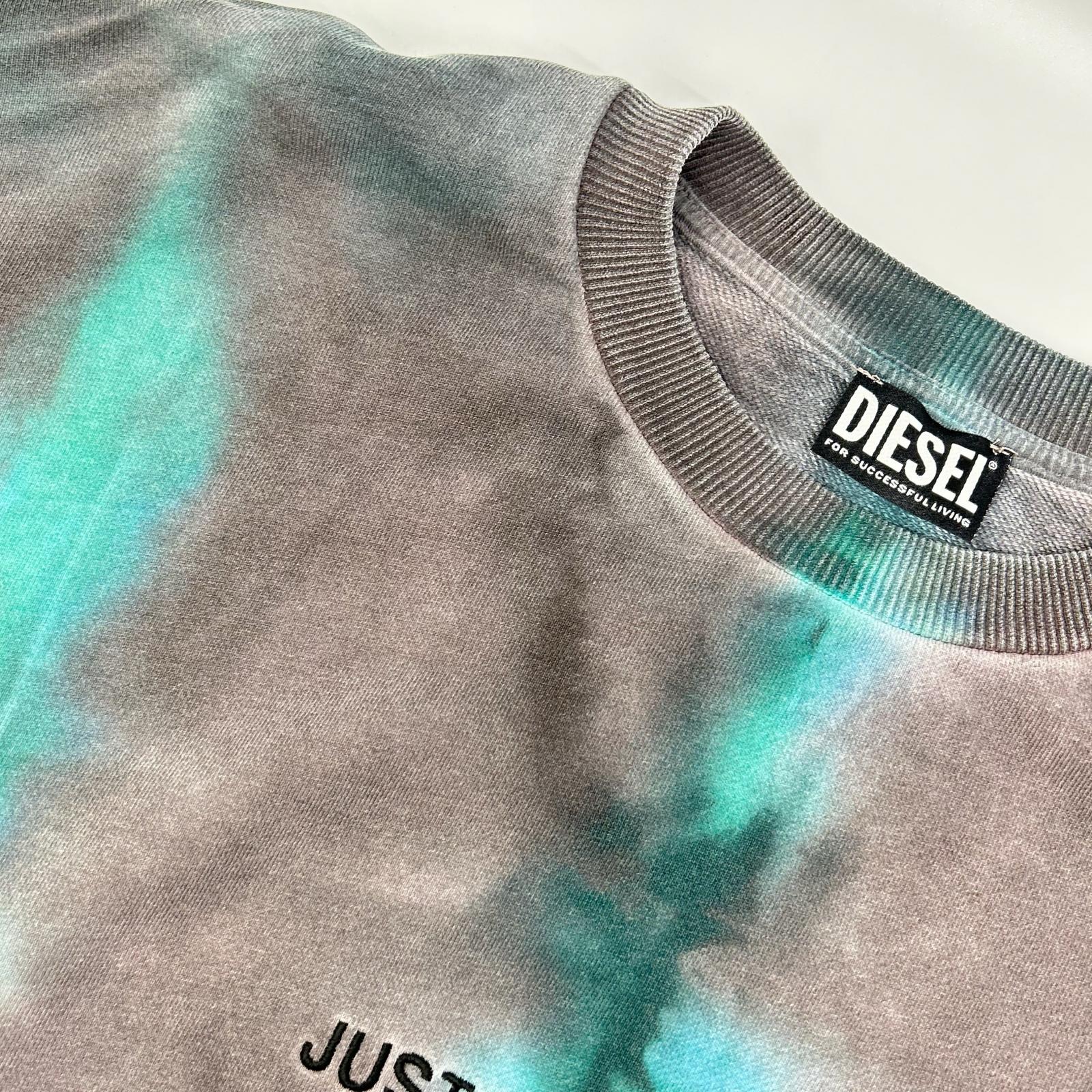 DIESEL ディーゼル グレー×グリーン グラデーション ロングスリーブ トレーナー トップス