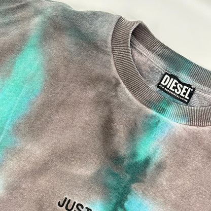 DIESEL ディーゼル グレー×グリーン グラデーション ロングスリーブ トレーナー トップス
