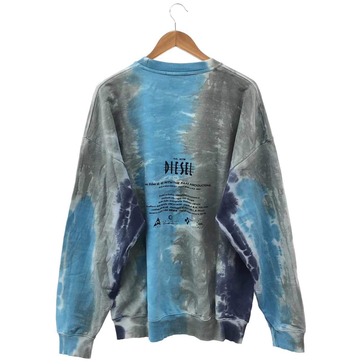 DIESEL Blue × gray tie-dye sweatshirt, top