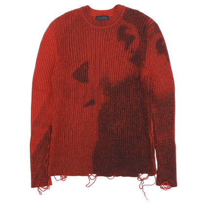 DIESEL BlackGold ディーゼルブラックゴールド 美品 K-GANDERT ダメージ加工 ニット トップス メンズ レッド×ブラック XXL トップス