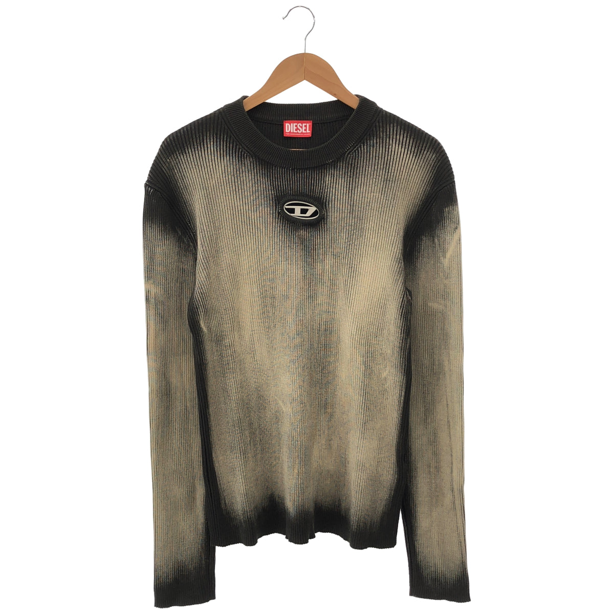 DIESEL Beige × gray K-DARIN Oval D ribbed top, top