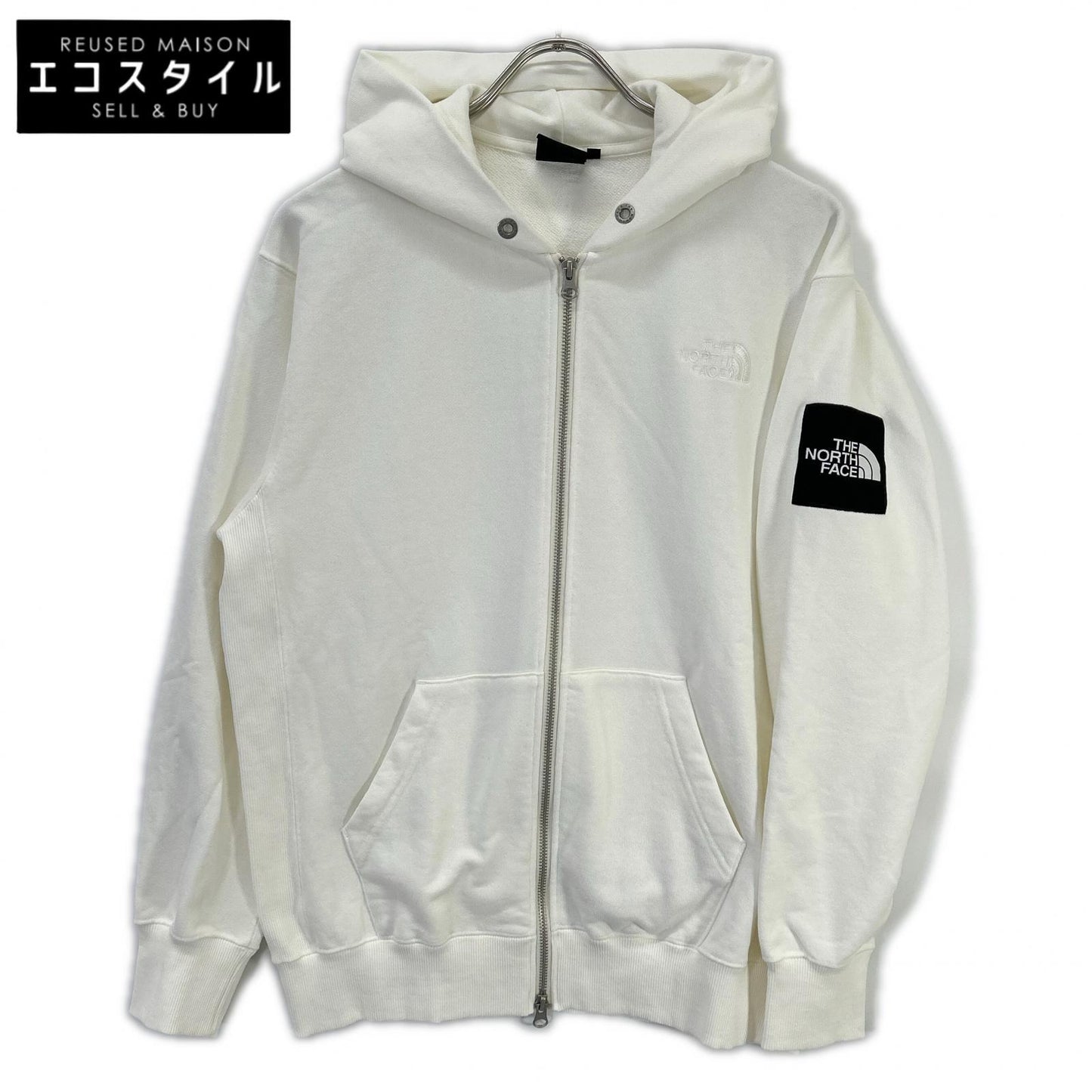 THE NORTH FACE ノースフェイス NT12335 ホワイト スクエアロゴフルジップパーカー トップス