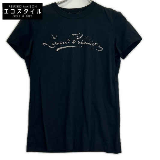LOUIS VUITTON ルイヴィトン ブラック スパンコールロゴ Tシャツ トップス