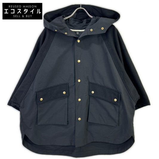 TRADITIONAL WEATHERWEAR トラディショナルウェザーウェア ブラック ウール×ナイロン ライナー付き ケープコート コート