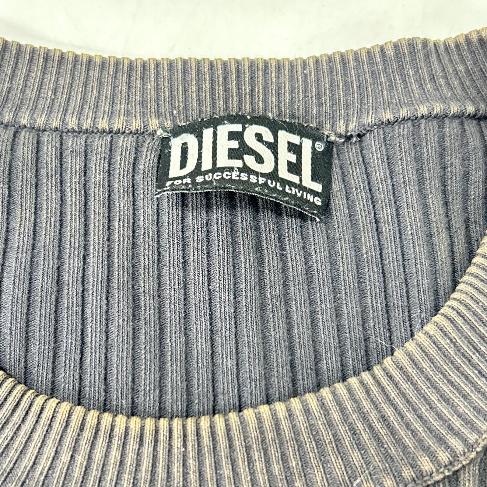 DIESEL ディーゼル チャコールグレー センタージップ リブニットトップス トップス