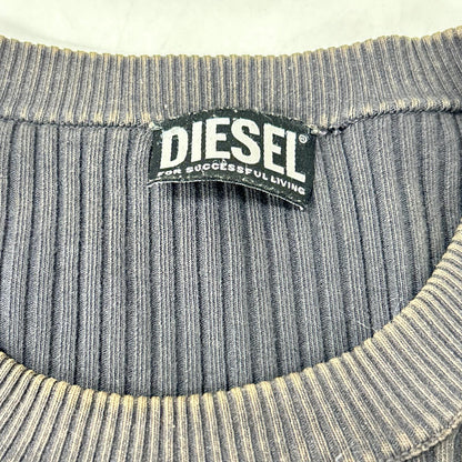 DIESEL ディーゼル チャコールグレー センタージップ リブニットトップス トップス