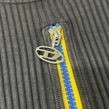 DIESEL ディーゼル チャコールグレー センタージップ リブニットトップス トップス