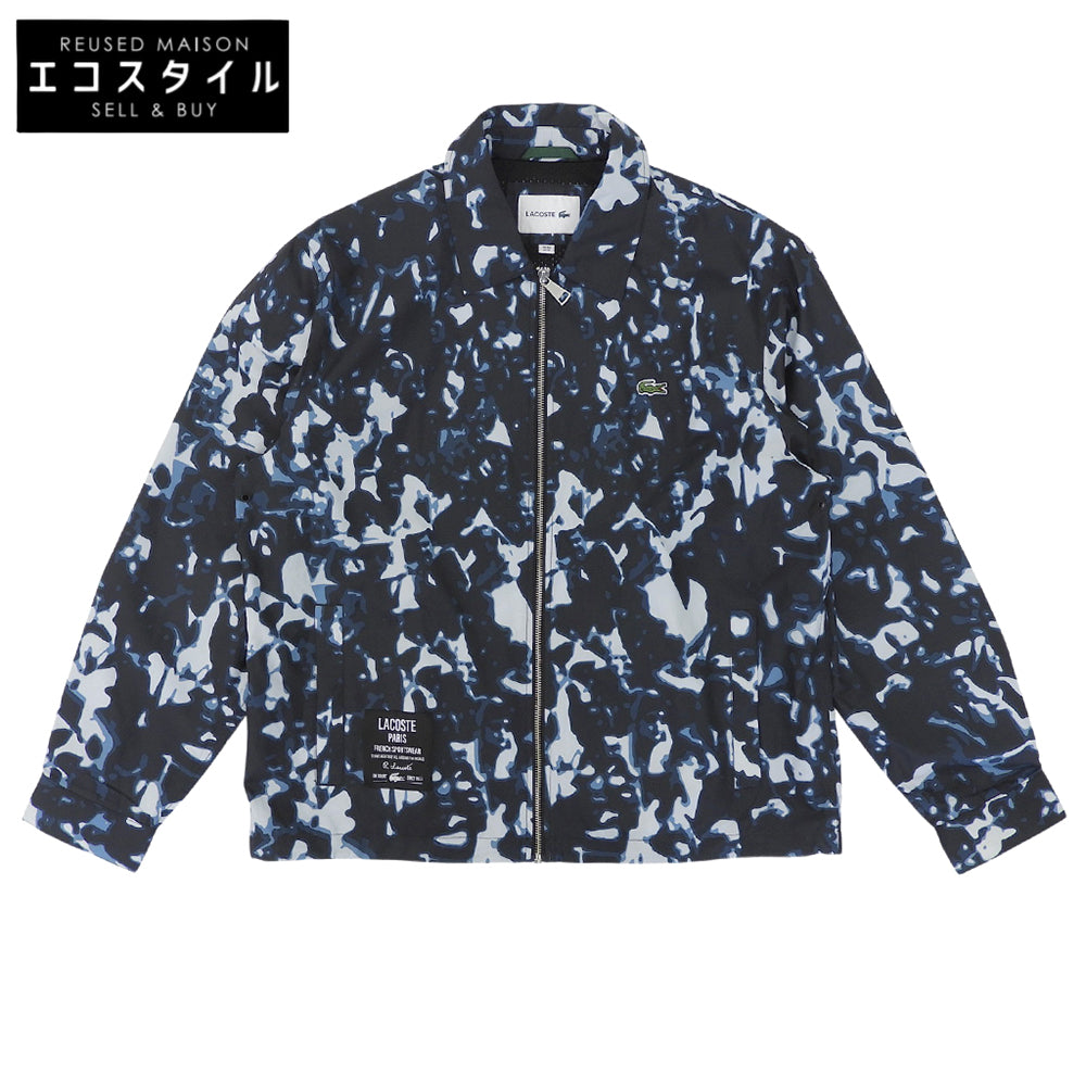 Lacoste ラコステ 美品 オールオーバーテクニカルジップジャケット メンズ ブルー系×ブラック M BH2594 ジャケット