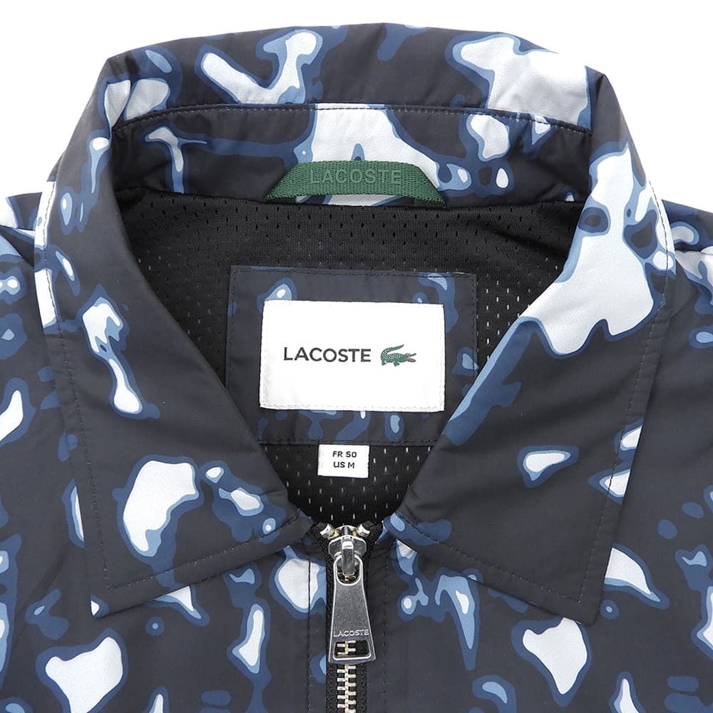 Lacoste ラコステ 美品 オールオーバーテクニカルジップジャケット メンズ ブルー系×ブラック M BH2594 ジャケット