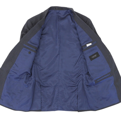 Burberry Black Label バーバリーブラックレーベル ストライプ スーツ セットアップ チャコールグレー×ブルー 92-76-170 38R D1H31-608-07 スーツ セットアップ