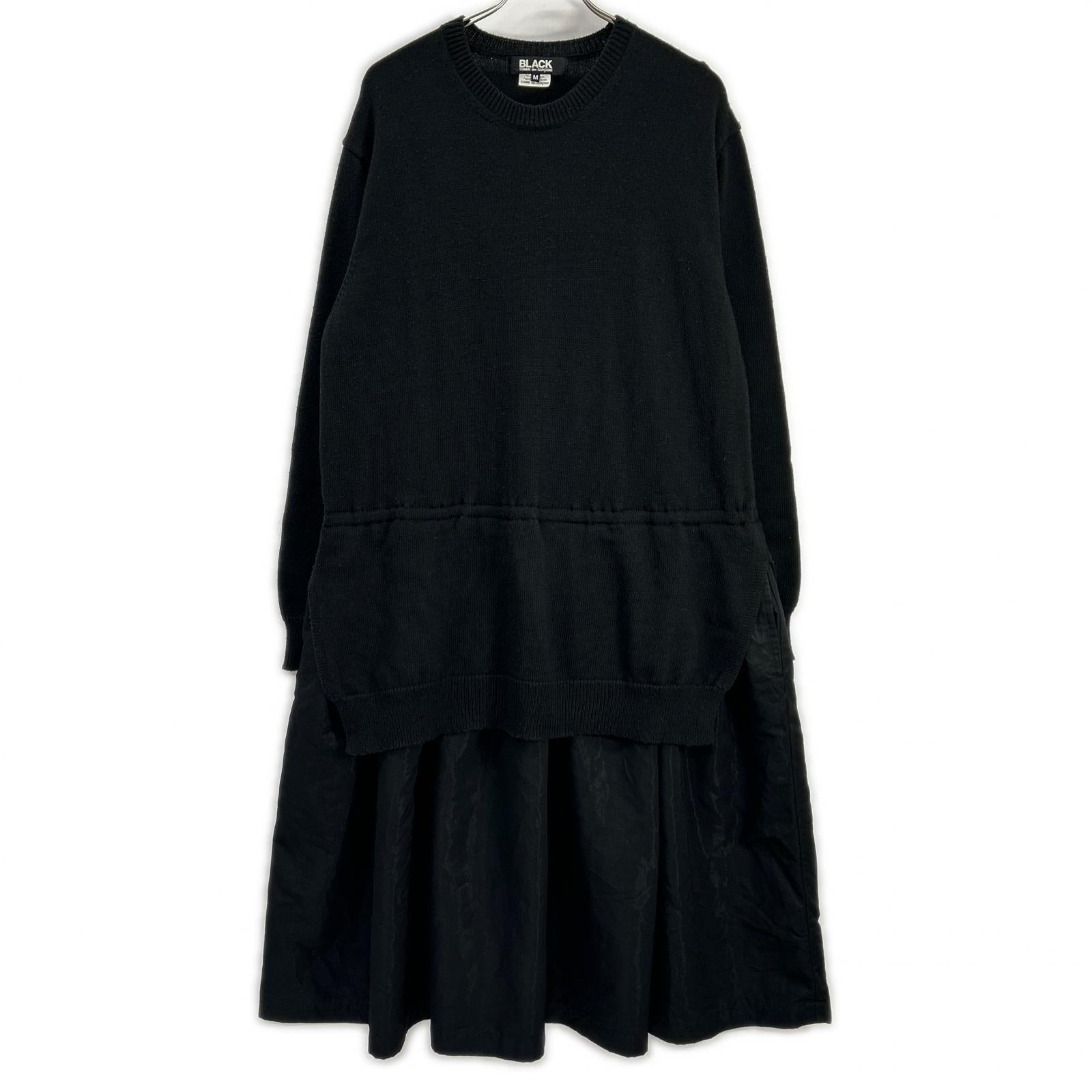 BLACKCOMMEdesGARCONS ブラックコムデギャルソン 21AW 1H-O003 ブラック 切り替え ニットワンピース ワンピース
