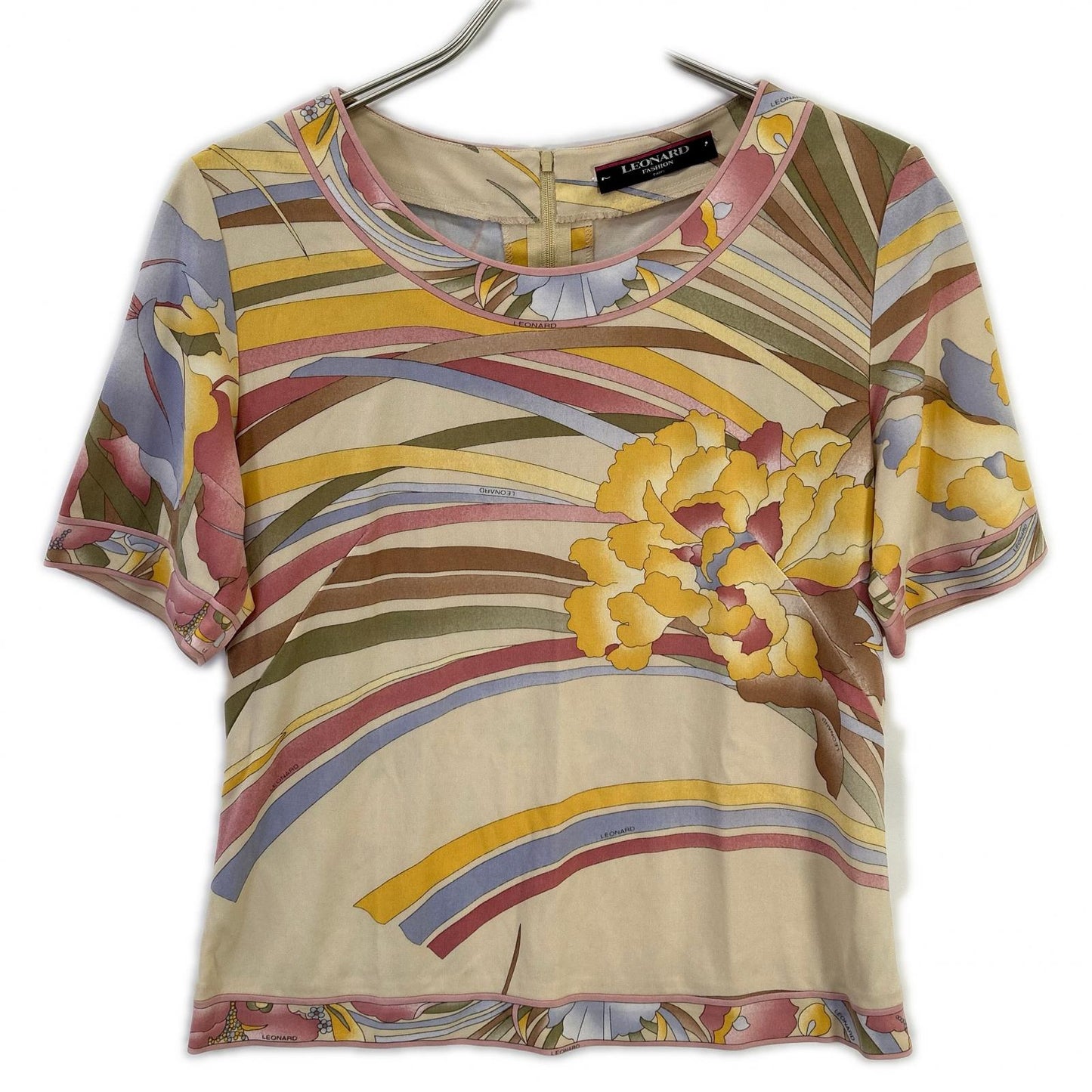 LEONARD レオナール ベージュ系 花柄 カンカン Tシャツ トップス