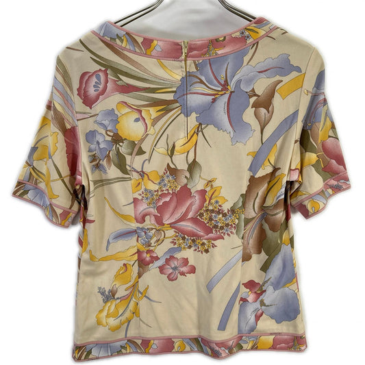 LEONARD レオナール ベージュ系 花柄 カンカン Tシャツ トップス