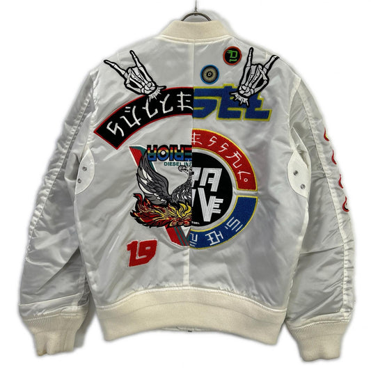 DIESEL ディーゼル ホワイト コットン パッチワーク ボンバージャケット ジャケット