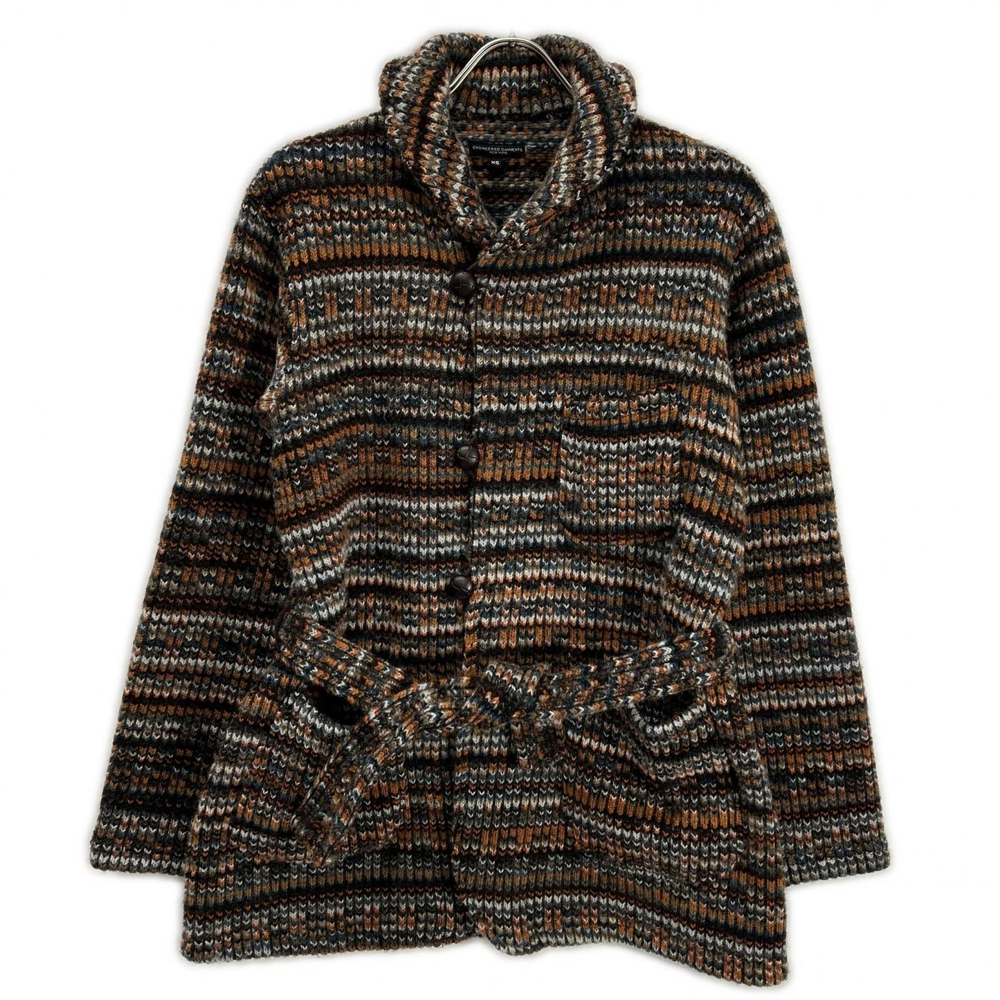 Engineered Garments エンジニアードガーメンツ ブラウン系 エルボーパッチ ベルト付きロングカーディガン トップス