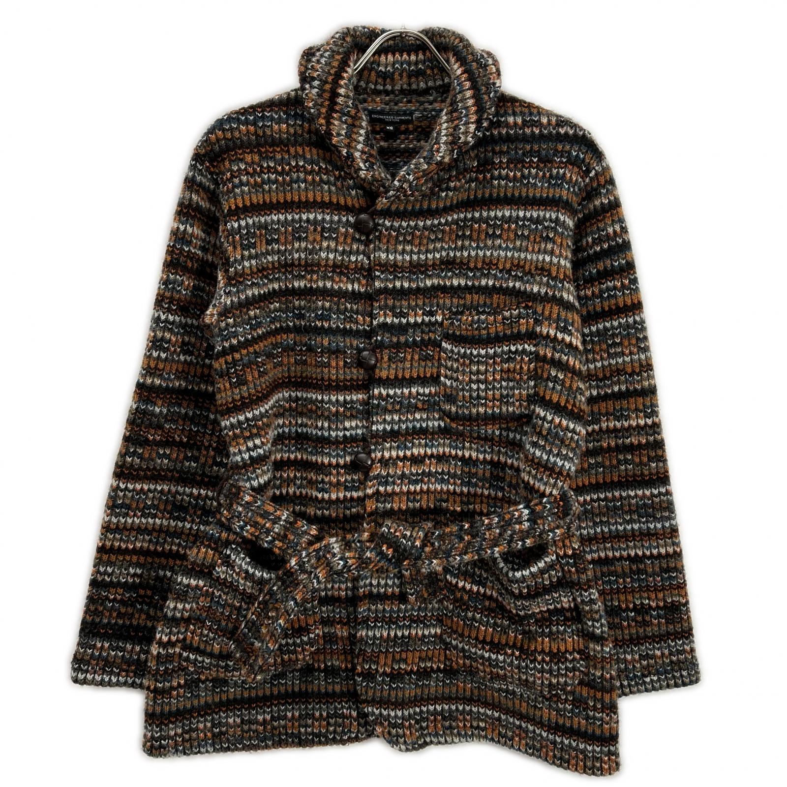 Engineered Garments エンジニアードガーメンツ ブラウン系 エルボーパッチ ベルト付きロングカーディガン トップス