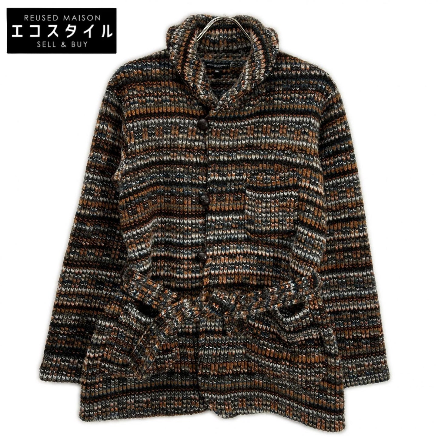 Engineered Garments エンジニアードガーメンツ ブラウン系 エルボーパッチ ベルト付きロングカーディガン トップス