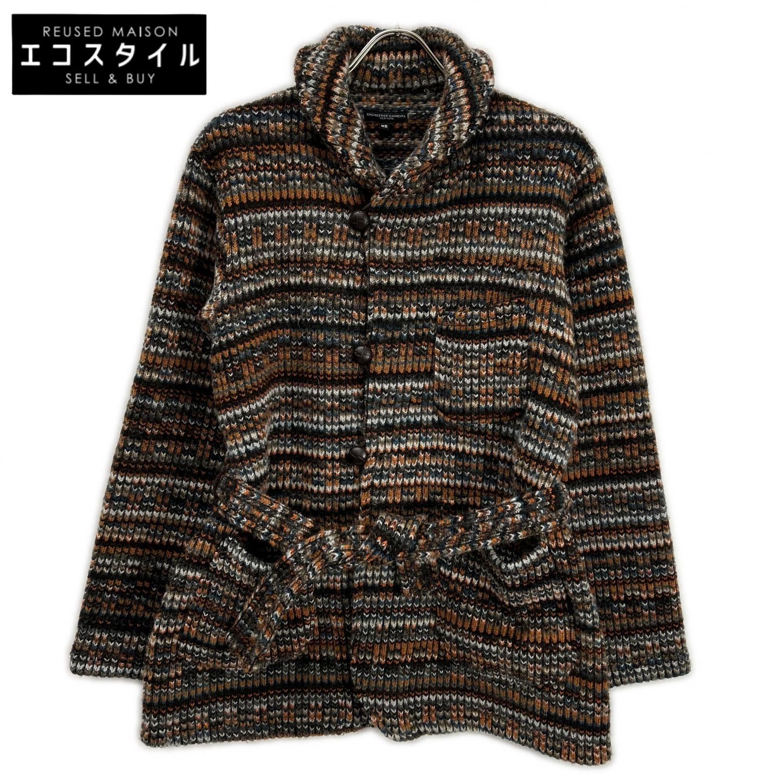 Engineered Garments エンジニアードガーメンツ ブラウン系 エルボーパッチ ベルト付きロングカーディガン トップス