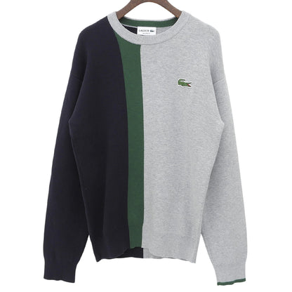 Lacoste ラコステ カラーブロッキングニットセーター トップス メンズ グレー×ネイビー×グリーン XS AH1999 トップス