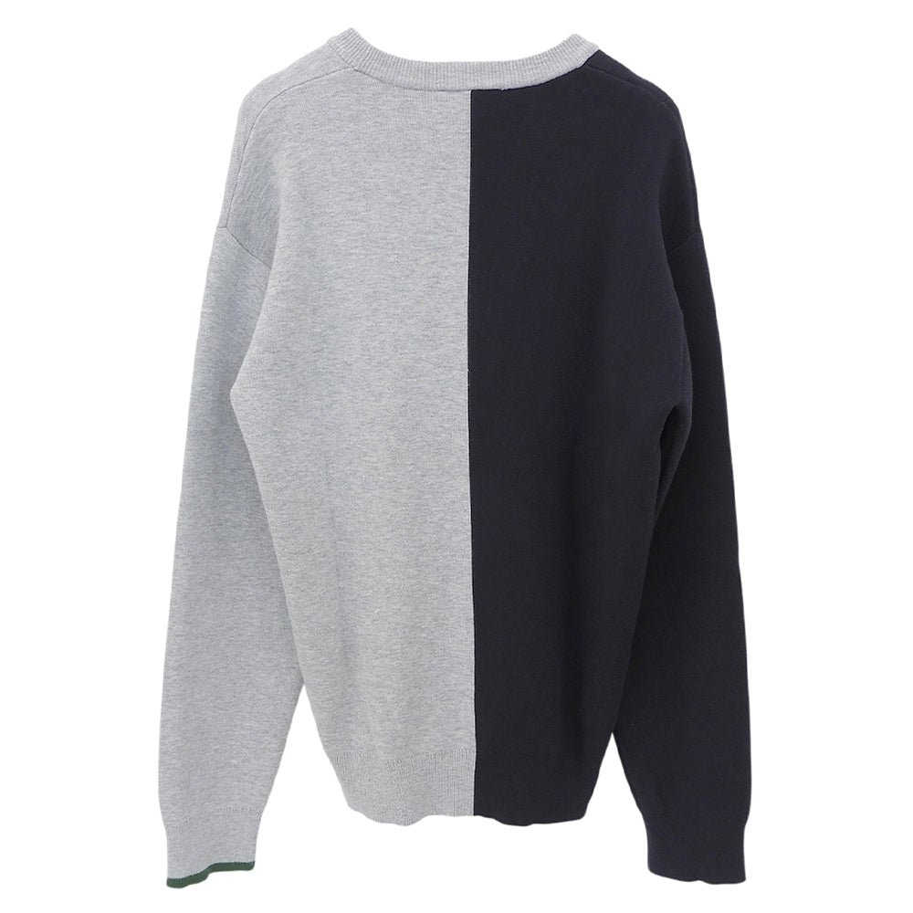 Lacoste ラコステ カラーブロッキングニットセーター トップス メンズ グレー×ネイビー×グリーン XS AH1999 トップス
