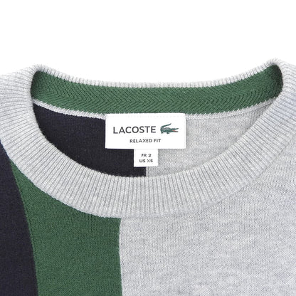 Lacoste ラコステ カラーブロッキングニットセーター トップス メンズ グレー×ネイビー×グリーン XS AH1999 トップス