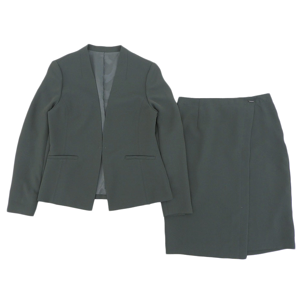 green label relaxing グリーンレーベルリラクシング D ノーラペル ジャケット スカート セットアップ 40 3522-147-1132 スーツ セットアップ