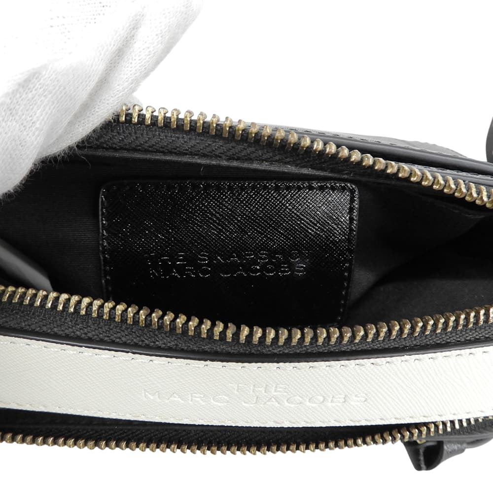 MARC JACOBS マーク ジェイコブス スナップショット レザー ショルダーバッグ レディース ブラック×ホワイト ショルダーバッグ