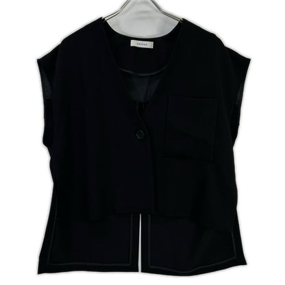 ADORE アドーア 25年 531-5110304 ブラック ドライカシドスノースリーブブラウス ベスト
