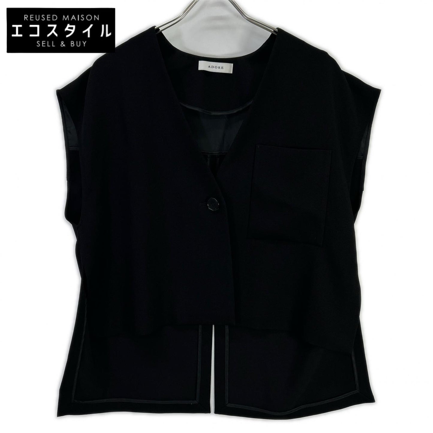 ADORE アドーア 25年 531-5110304 ブラック ドライカシドスノースリーブブラウス ベスト