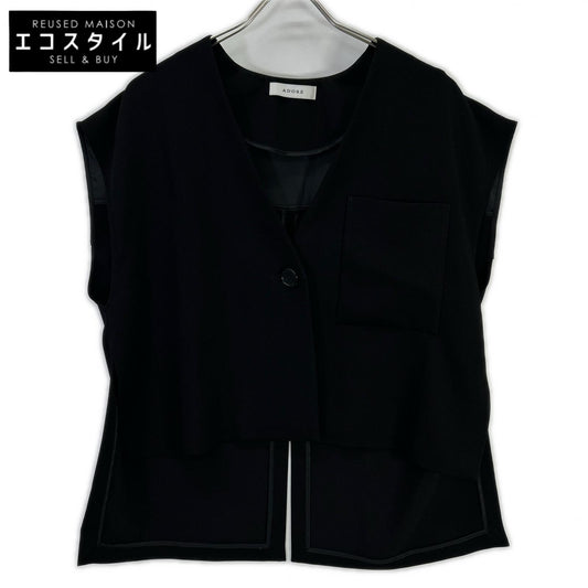 ADORE アドーア 25年 531-5110304 ブラック ドライカシドスノースリーブブラウス ベスト