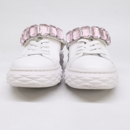 JIMMY CHOO ジミーチュウ ダイヤモンド スリング クリスタルストラップ付 ナッパレザー・スリッポンスニーカー シューズ