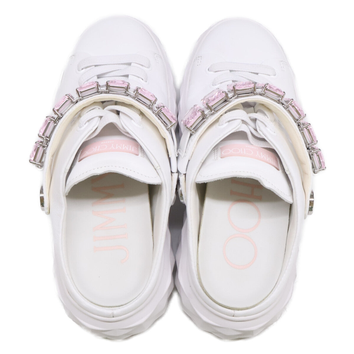 JIMMY CHOO ジミーチュウ ダイヤモンド スリング クリスタルストラップ付 ナッパレザー・スリッポンスニーカー シューズ