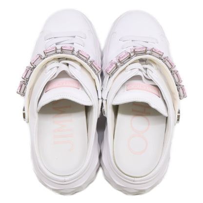 JIMMY CHOO ジミーチュウ ダイヤモンド スリング クリスタルストラップ付 ナッパレザー・スリッポンスニーカー シューズ