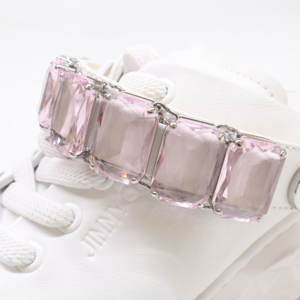JIMMY CHOO ジミーチュウ ダイヤモンド スリング クリスタルストラップ付 ナッパレザー・スリッポンスニーカー シューズ