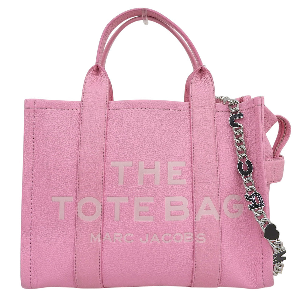 MARC JACOBS マーク ジェイコブス ミディアム トートバッグ チェーンストラップ付 レザー レディース ピンク トートバッグ