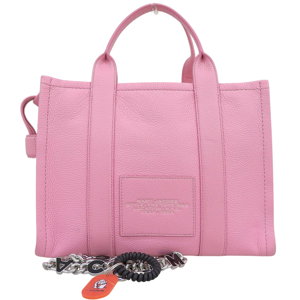 MARC JACOBS マーク ジェイコブス ミディアム トートバッグ チェーンストラップ付 レザー レディース ピンク トートバッグ
