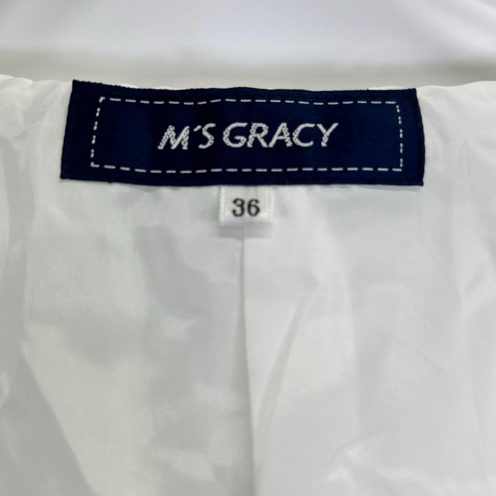M'S GRACY エムズグレイシー 23年製 ホワイト フラワーモチーフキルティングブルゾン ジャケット