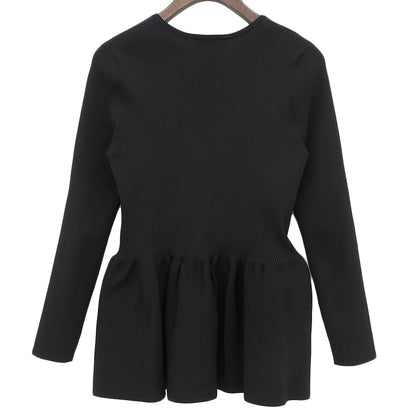 UNITED ARROWS ユナイテッドアローズ 美品 Pペプラムニット トップス レディース 黒 ブラック 1513-104-4635 トップス