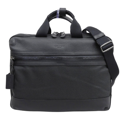 COACH コーチ 新品同様 ナイロンキャンバス×レザー 2WAY ビジネスバッグ ブリーフケース メンズ ブラック×チャコールグレー F59944 ビジネスバッグ ブリーフケース