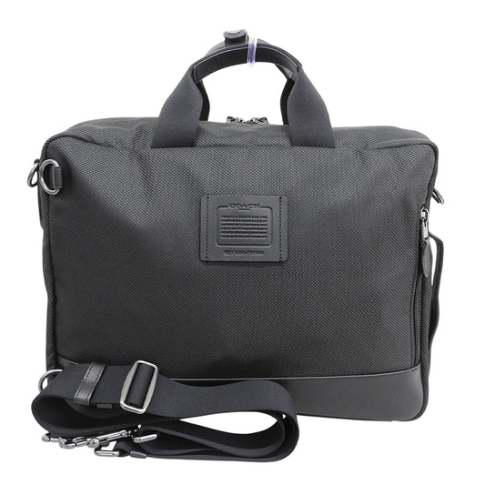 COACH コーチ 新品同様 ナイロンキャンバス×レザー 2WAY ビジネスバッグ ブリーフケース メンズ ブラック×チャコールグレー F59944 ビジネスバッグ ブリーフケース