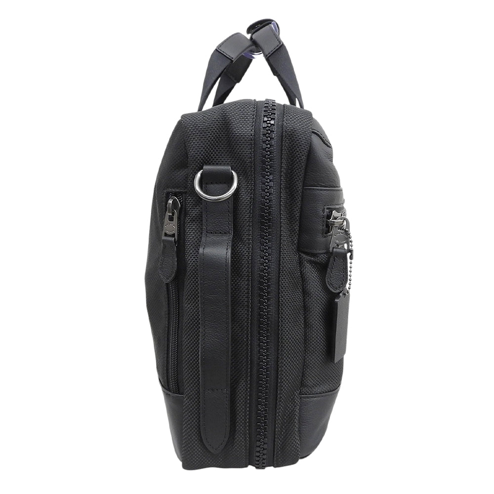 COACH コーチ 新品同様 ナイロンキャンバス×レザー 2WAY ビジネスバッグ ブリーフケース メンズ ブラック×チャコールグレー F59944 ビジネスバッグ ブリーフケース
